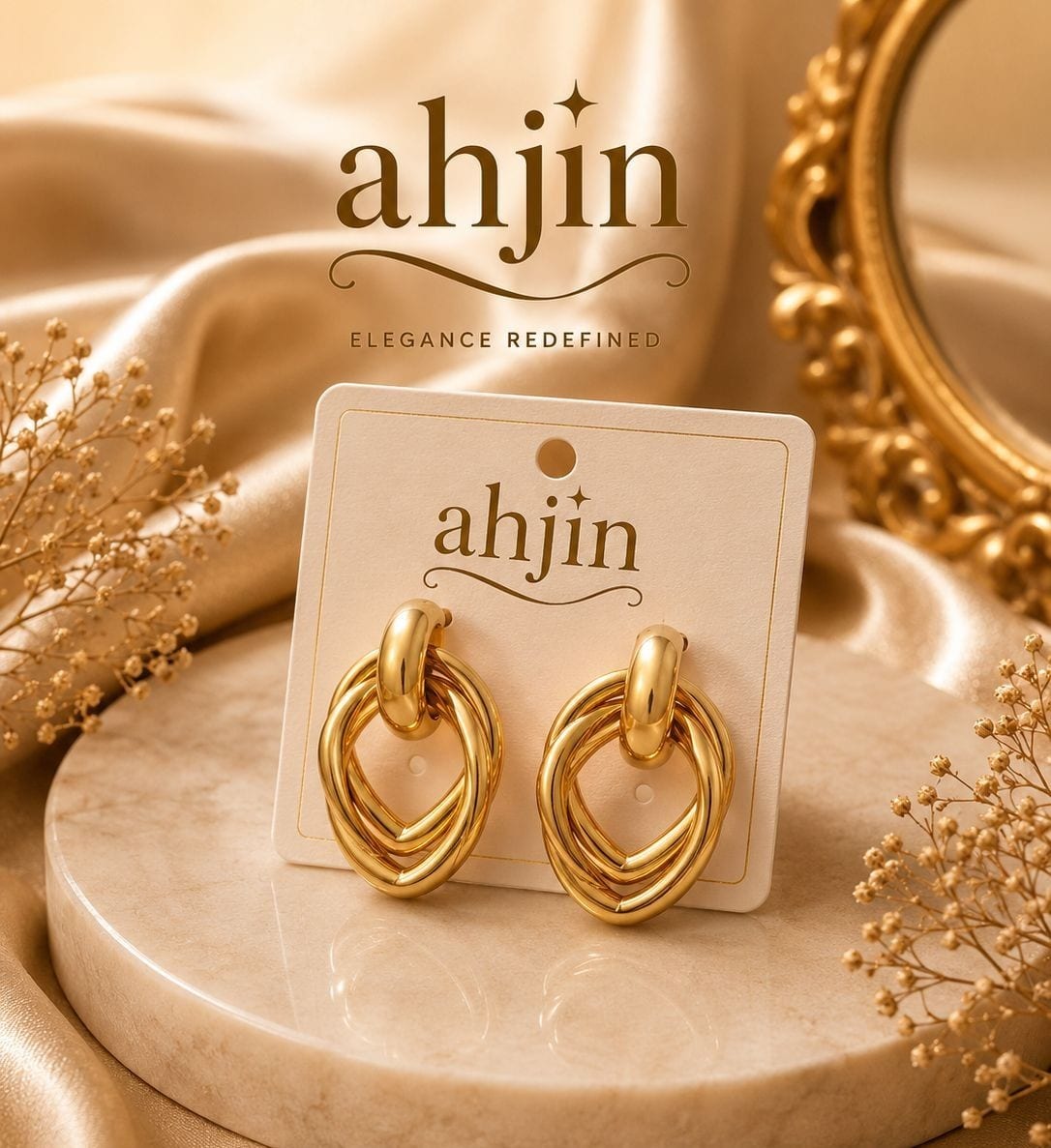 Golden Interlocking Earrings